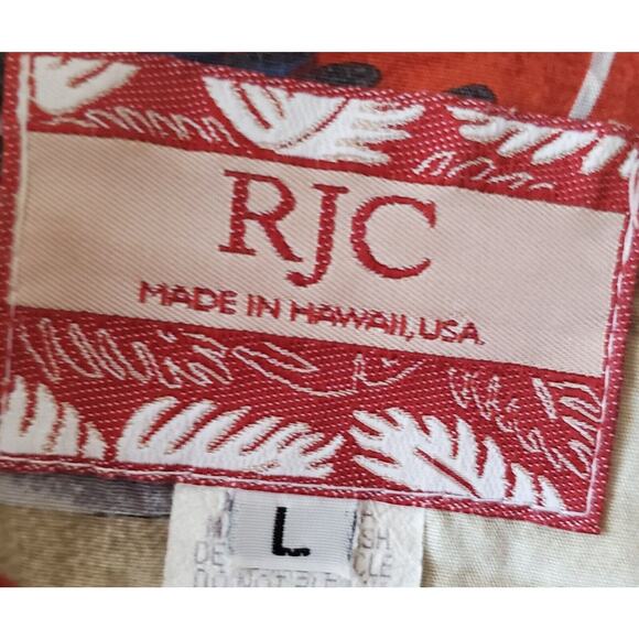 RJC Hawaiian Shirt Short Sleeve Size L Made in USA Hot Rod Cars Beach Cruise - Picture 2 of 13